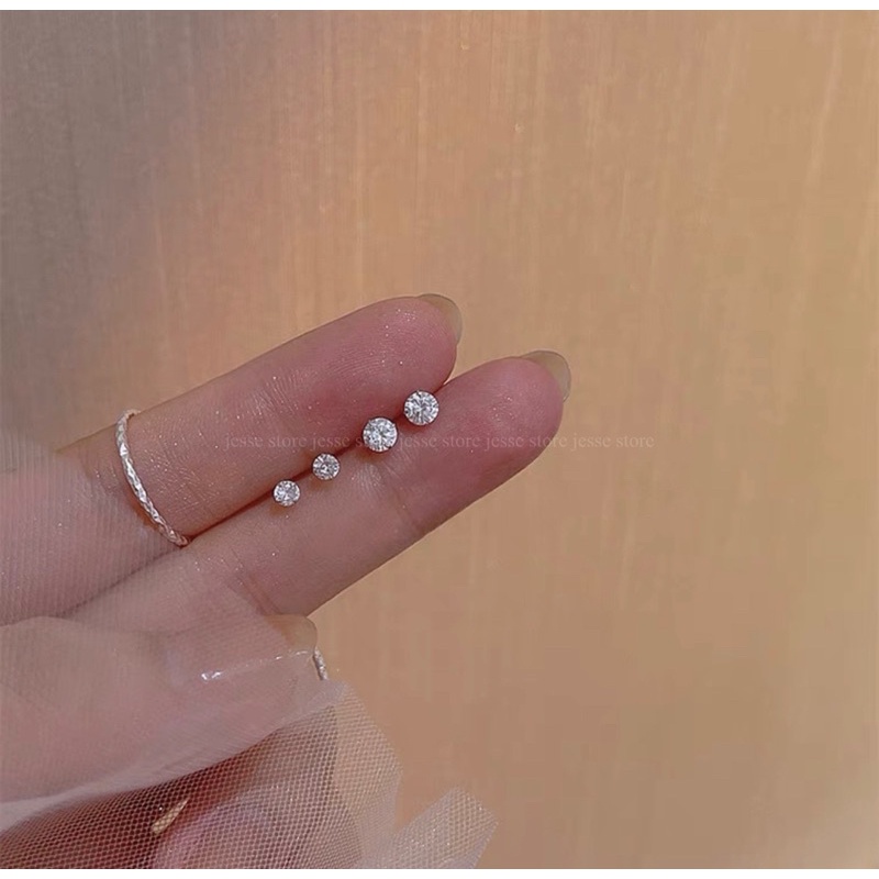 1 Khuyên tai y tế-Khuyên Thép không gỉ - Titanium KHÔNG GÂY NGỨA TAI hình hột đá