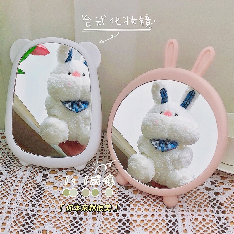 Gương để bàn tai gấu thỏ siêu xinh tiện lợi