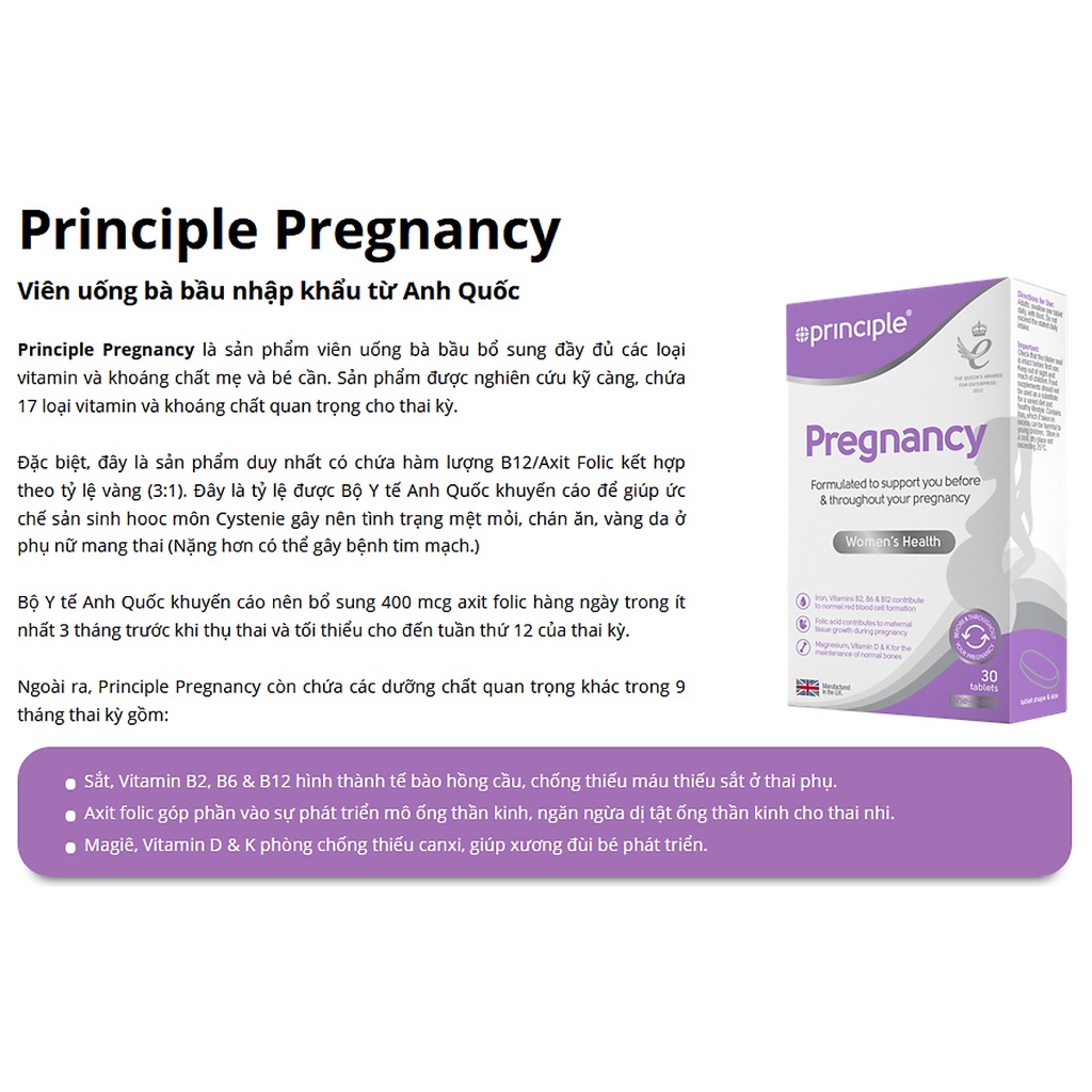 Principle Pregnancy – Bổ sung vitamin và khoáng chất cho phụ nữ thời kỳ mang thai
