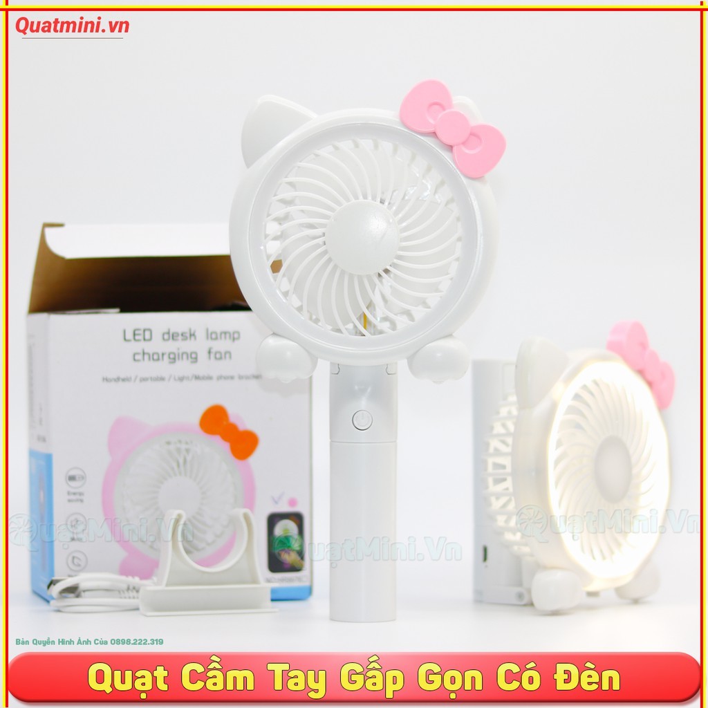 Quạt mini 3 tốc độ có đế cắm điện thoại và có đèn led