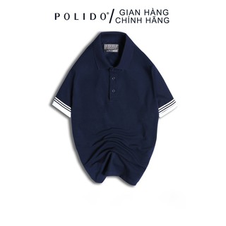 Áo Polo Trơn Phối Bo CEFFYLO Màu Xanh Navy Vải Cotton 100%