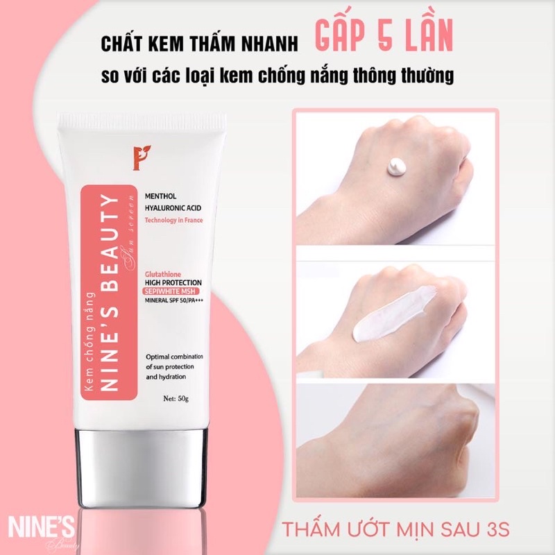 Kem chống nắng NINES BEAUTY SUNSCREEN hàng chuẩn kèm quà tặng