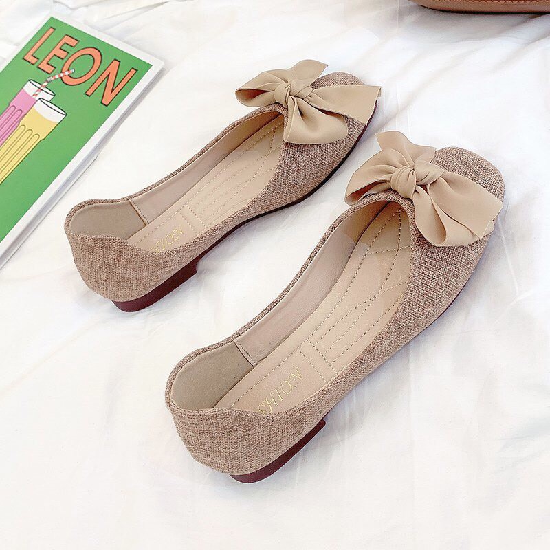 Free Ship 50k giày búp bê nữ chất dạ thắt nơ bản to cực xinh