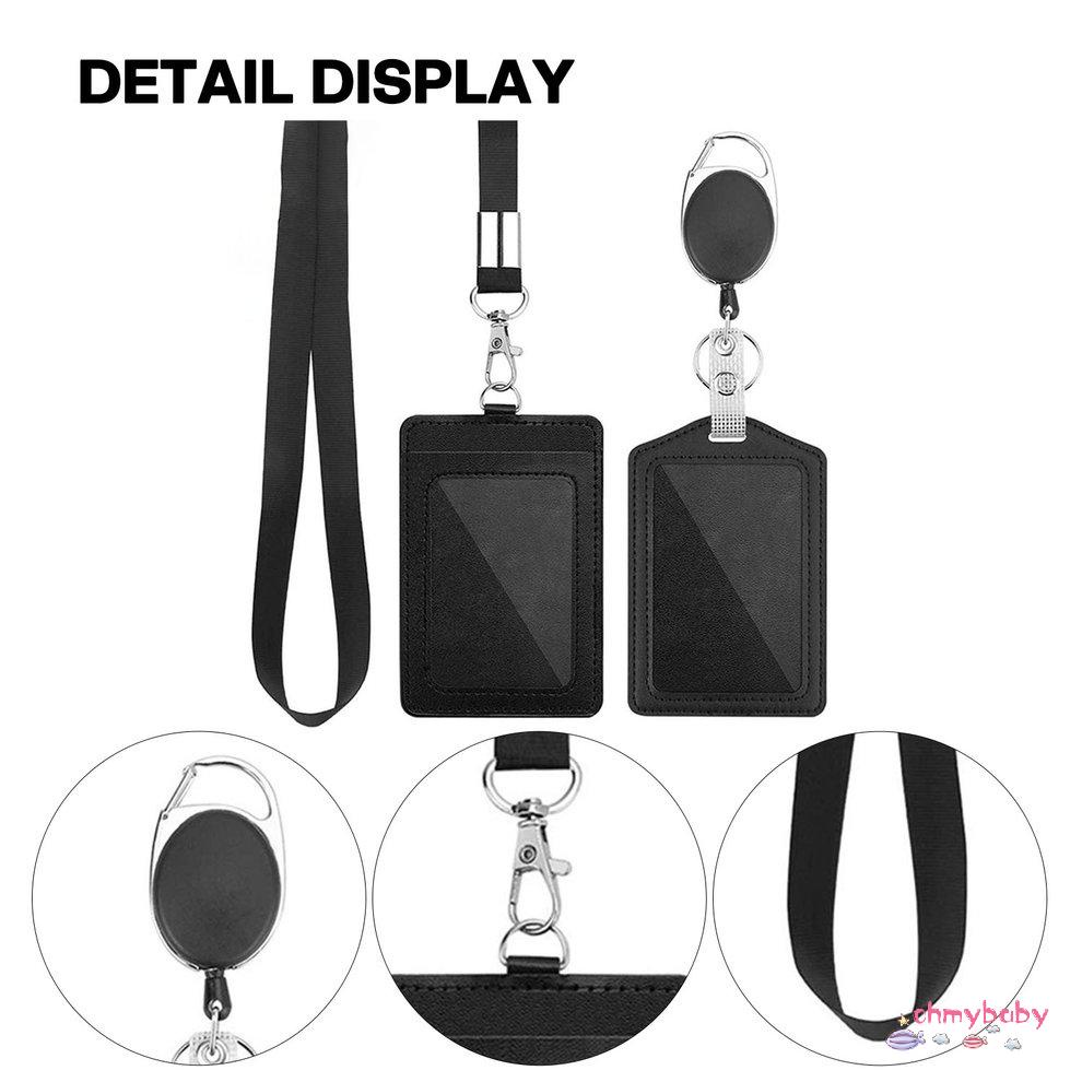 2 cái Chủ thẻ Màu đen Keychain Thời trang Chủ thẻ tín dụng có thể thu lại [8/3]