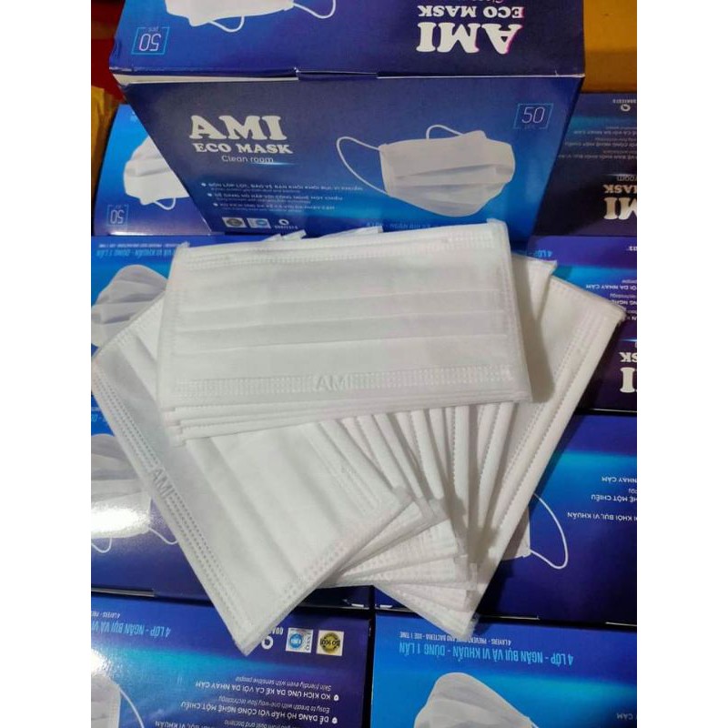 1 Hộp Khẩu Trang Y Tế Mầu trắng 4 lớp AMI (50 chiếc 1 hộp) | WebRaoVat - webraovat.net.vn