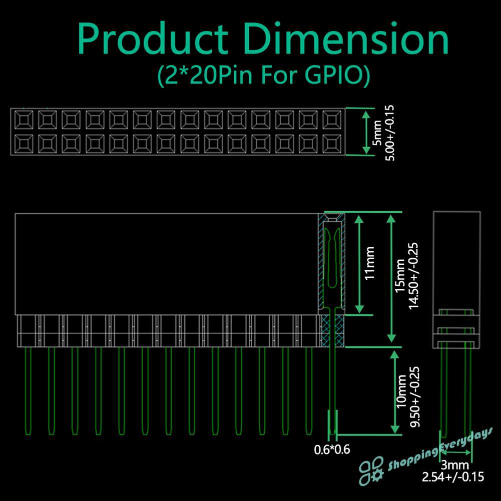 SV Set 2 Đầu Nối 20 Pin Gpio Cho Raspberry Pi A + / Pi Model B + / Pi 2 Pi 3