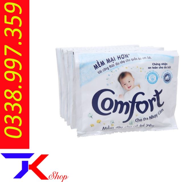 10 gói nước xả vải Comfort da nhạy cảm-Hương ban Mai-một lần xả-Sofia ×20ml