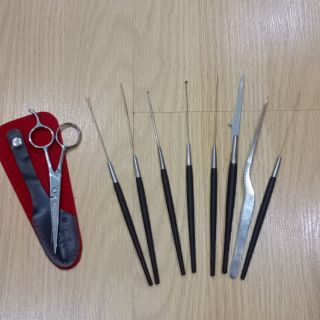 Set bộ dụng cụ lấy ráy tai chuyên nghiệp và kéo cắt lông mũi, lông mi,  râu