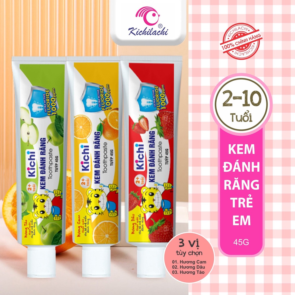 Kem đánh răng nuốt được cho bé Kodomo - Kichilachi, kem đánh rẳng từ 2 tuổi 45gr/60gr