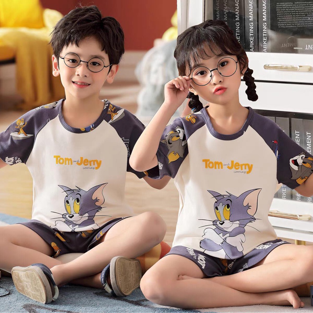 2278 bộ gđ chữ Tom and Jerry Bé cộc cao cấp mặc nhà vừa dễ thương lại mềm mại dễ chịu