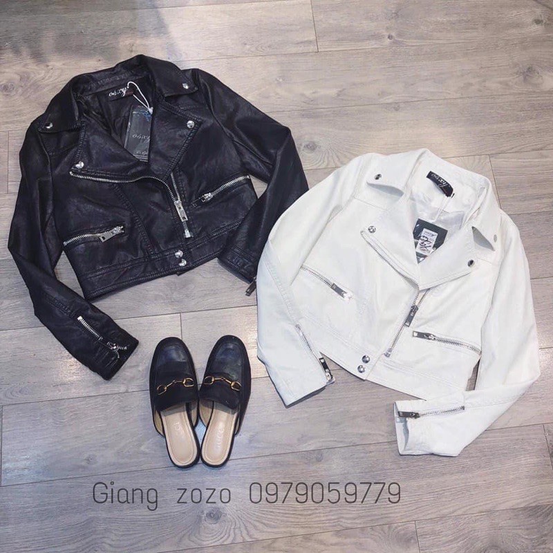 Bán sỉ Áo da khoá ngang màu đen, trắng, hồng, nude hàng Quảng Châu - HÀNG MỚI VỀ