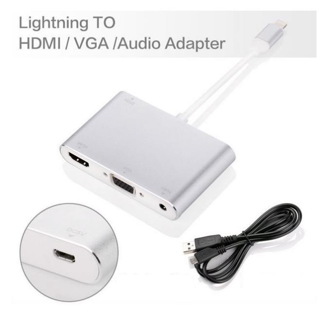 Cáp nối iPhone với đầu dây HDMI hoặc VGA Lightning to HDMI và VGA Audio để xem máy chiếu tivi cáp HDMI cho iphone