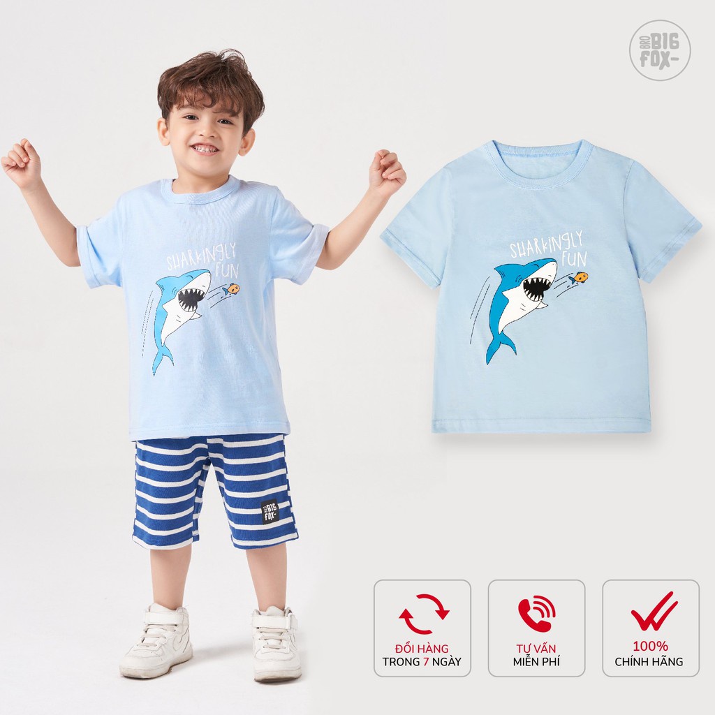 Áo bé trai cộc tay BIGFOX - MISS MEOW, áo phông cho bé mặc mùa hè chất liệu cotton size 3,4,5,6,7,8 tuổi QATE 03