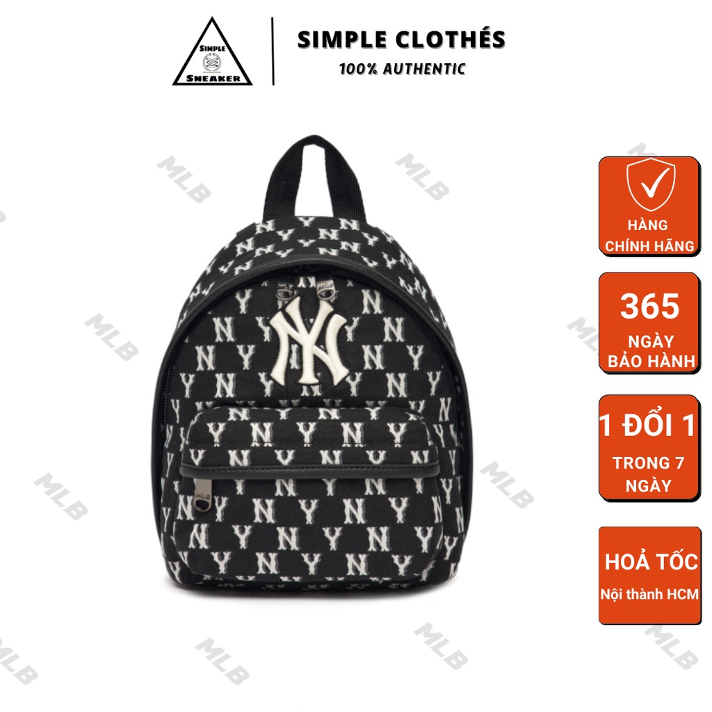 BALO MLB NỮ CHÍNH HÃNG🔥SIMPLE SNEAKER🔥Túi MLB Monogram Jacquard Mini BackPack NY(3ABKS012N-50BKS)