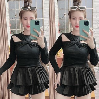 Chân váy ngắn dập ly 2 tầng