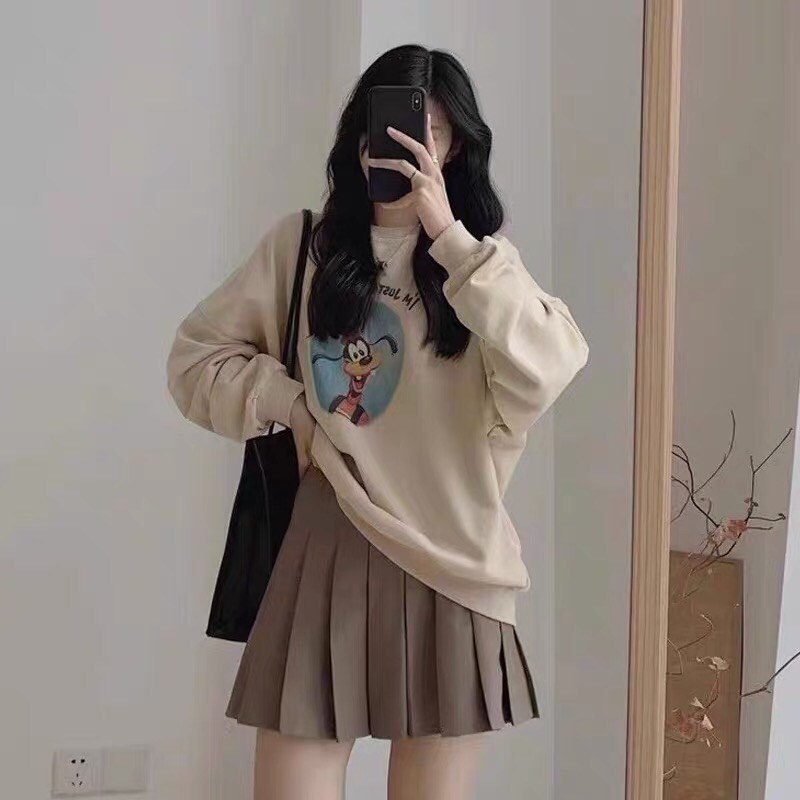 Sét áo nỉ thụng mix chân váy xếp ly đẹp xuất sắc luôn