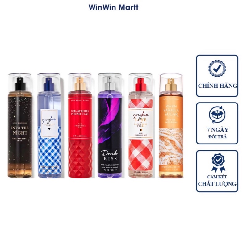 [Hàng Mỹ] Xịt Thơm Body Mist Bath And Body Works Chai Cao 236ml Cực Thơm Dai Hàng Chính Hãng