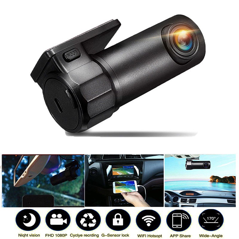 Máy quay hành trình HD 1080P có hỗ trợ thẻ TF và kết nối wifi để chia sẻ dữ liệu kèm phụ kiện cho xe hơi | BigBuy360 - bigbuy360.vn