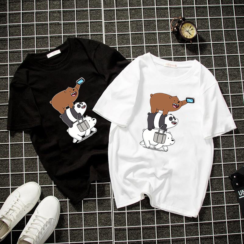 Áo thun unisex form rộng 3 chú gấu đáng yêu thời trang cá tính vải dày mịn 2019T1333