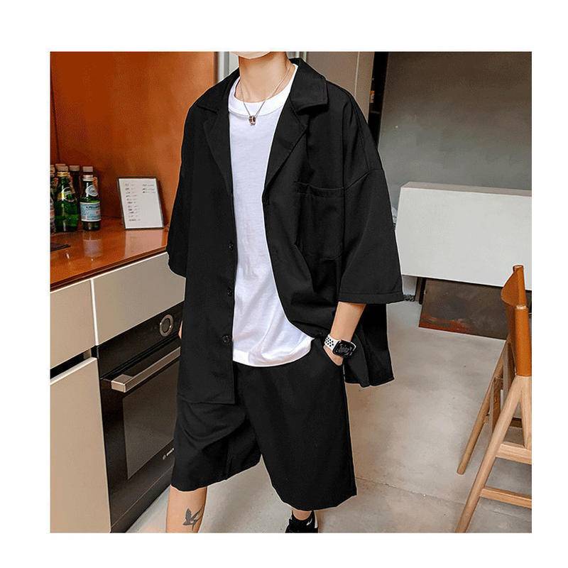 Áo blazer ngắn tay nam, Áo Khoác Vest Tay Ngắn quần short Phong Cách Hàn Quốc Thời Trang Mùa Hè Cho Nam
