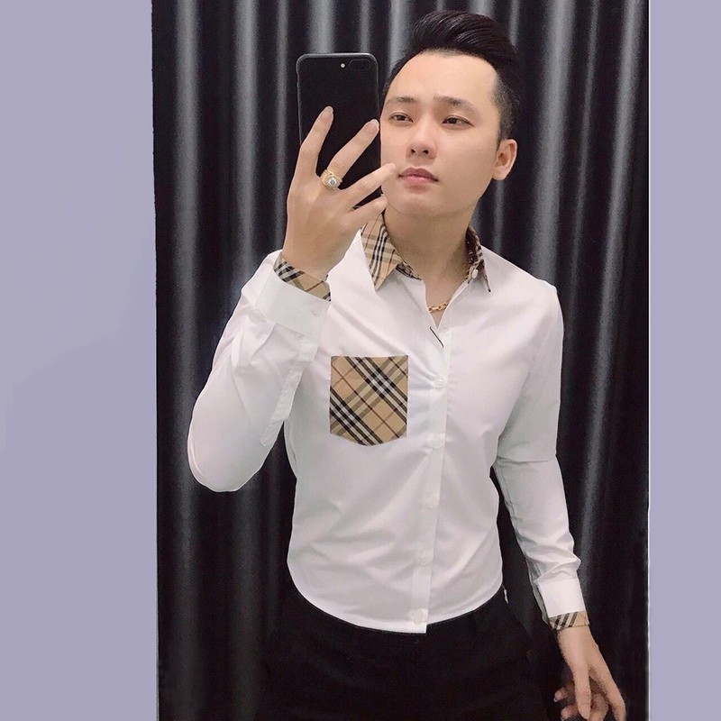 Áo Sơ Mi Nam Trắng Dài Tay Phối Màu, Sơ Nam Mi Họa Tiết Gấp Hộp Vải Lụa Cao Cấp VNXK [Hàng Xịn] | BigBuy360 - bigbuy360.vn