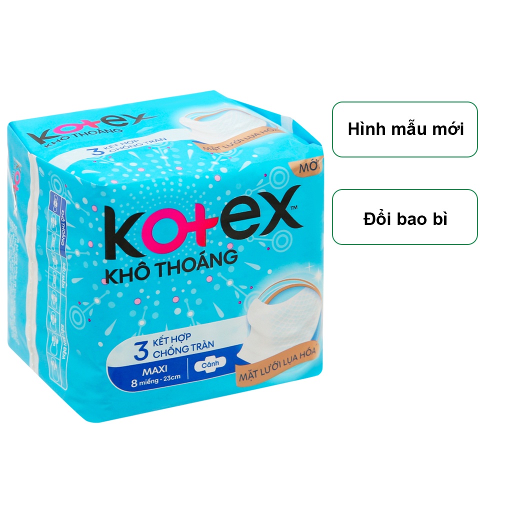 Băng vệ sinh Kotex khô thoáng Maxi cánh 8 miếng