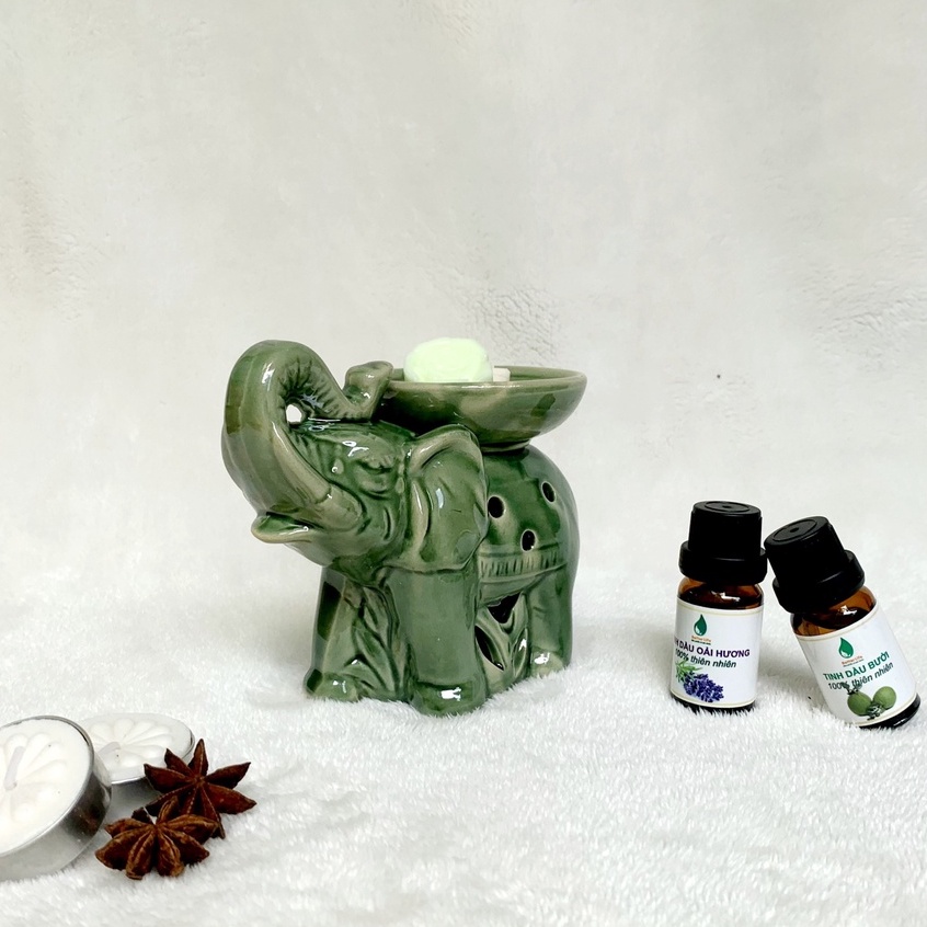 Đèn xông tinh dầu sáp thơm bằng gốm sứ mẫu con voi dài đa dạng màu sắc đốt nến tealight