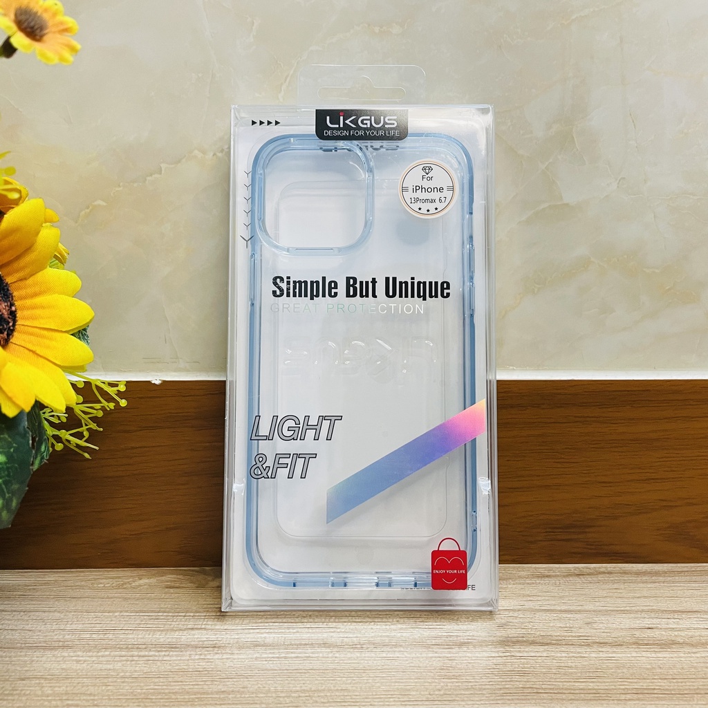 Ốp lưng iPhone 13 Pro Max Likgus trong viền màu xanh