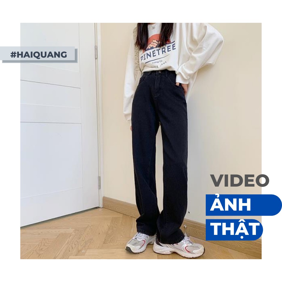 Quần suông jean haiquang dáng dài phong cách trẻ các tính màu đen