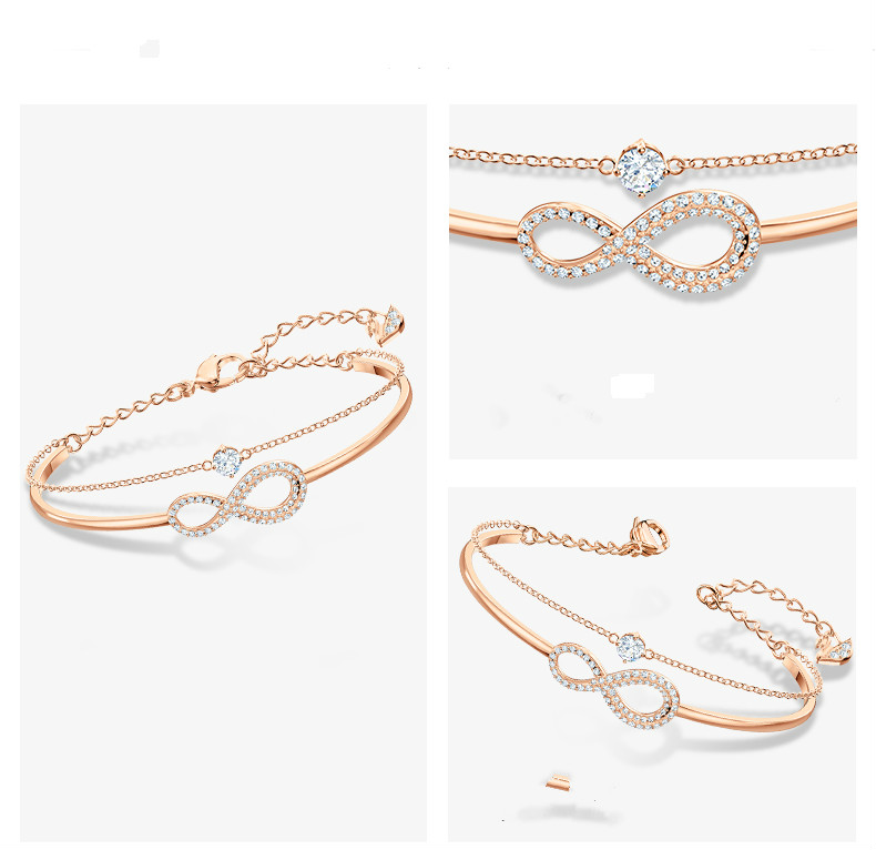 FREE SHIP VòngTay Nữ Swarovski INFINITY Tình yêu vĩnh cửu [Wang Yibo Same Paragraph] Bracelet Crystal FASHION cá tính Trang sức trang sức đeo THỜI TRANG