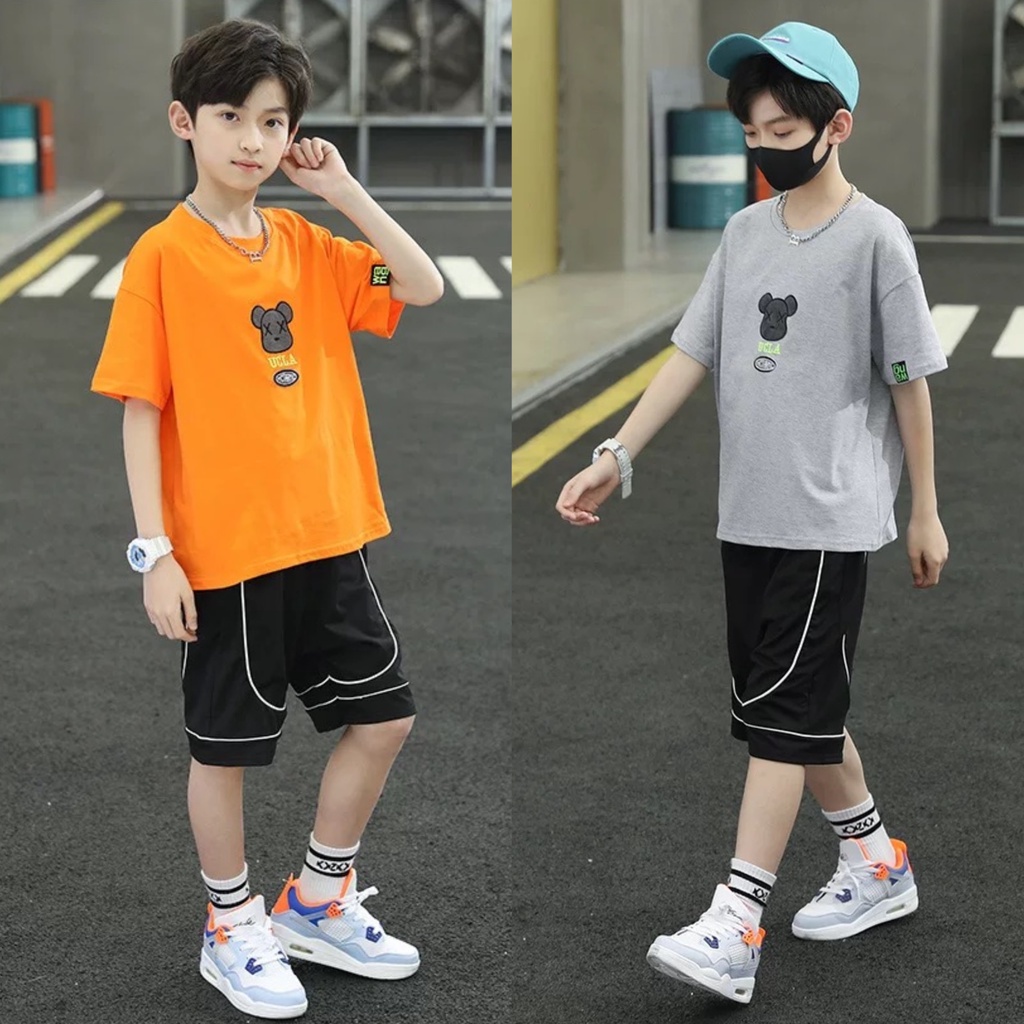 Bộ quần áo hè "UC.LA VO" 14-45kg cho bé trai 4-14 tuổi. Co giãn, thoáng mát. Hàng may kỹ. B7 B2