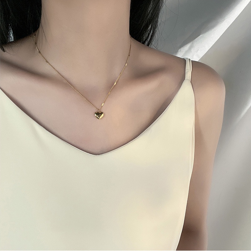 Vòng cổ Mặt Trái Tim Màu Sắc Sáng Tạo Bằng Thép Không Gỉ