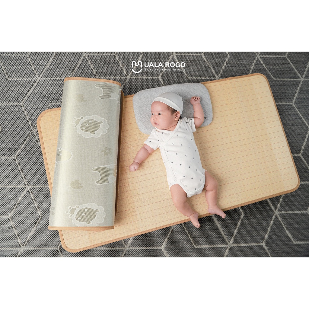 Chiếu trúc bamboo Uala &amp; Rogo tăm tre mịn  sử dụng 2 mặt tăm tre và mặt vải tencel [ UalaRogo ]