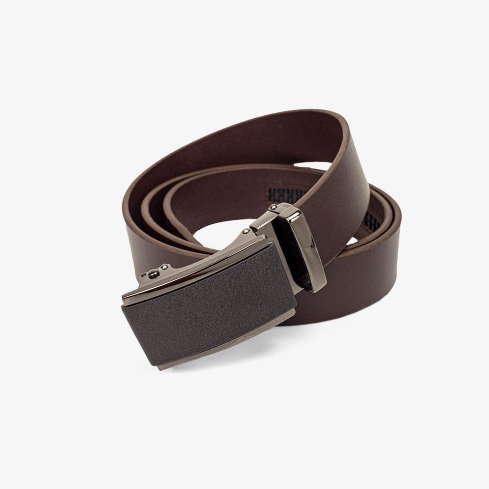 Thắt lưng nam da bò nguyên tấm Bụi leather - L111, màu nâu, mặt khóa tăng tự động thép không gỉ, BH 12 tháng Xịn