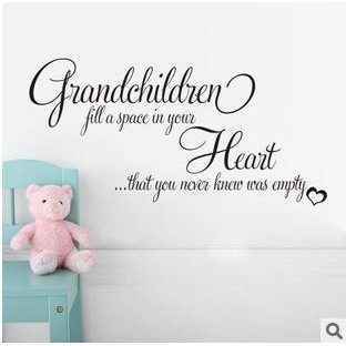 Decal Dán Tường Châm Ngôn Tình Bà &Quot; Grandchildren Heart &Quot; hoa lụa gương tròn hồ cá mini trang trí chụp ảnh