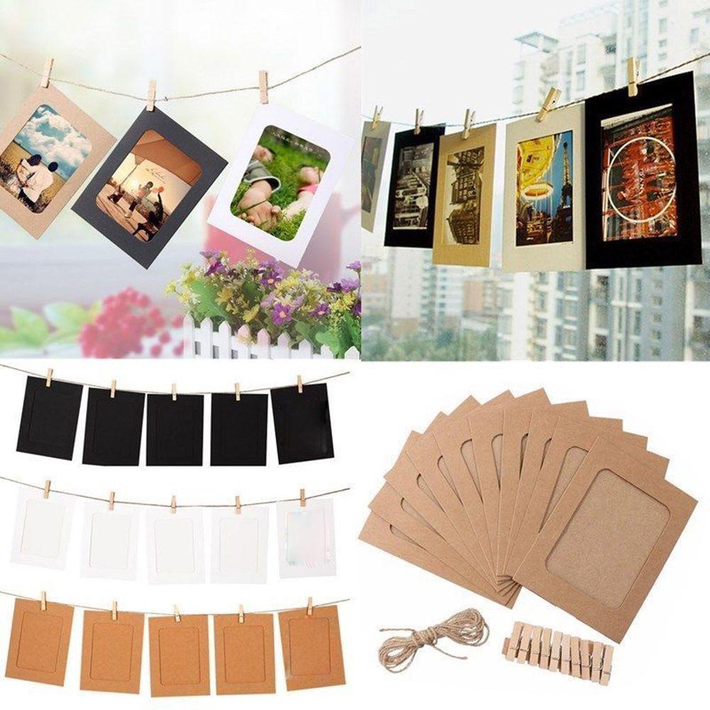 FAY Set 10 Khung Ảnh 3-6 Inches Kèm Kẹp Và Dây Thừng Tự Làm Dùng Để Trang Trí Tiệc Cưới