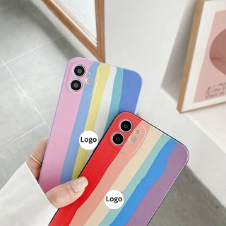 Ốp điện thoại mềm họa tiết cầu vồng tương phản cho IPhone 11 12 13 Pro Max Mini 6 7 8 Plus X XS Max XR