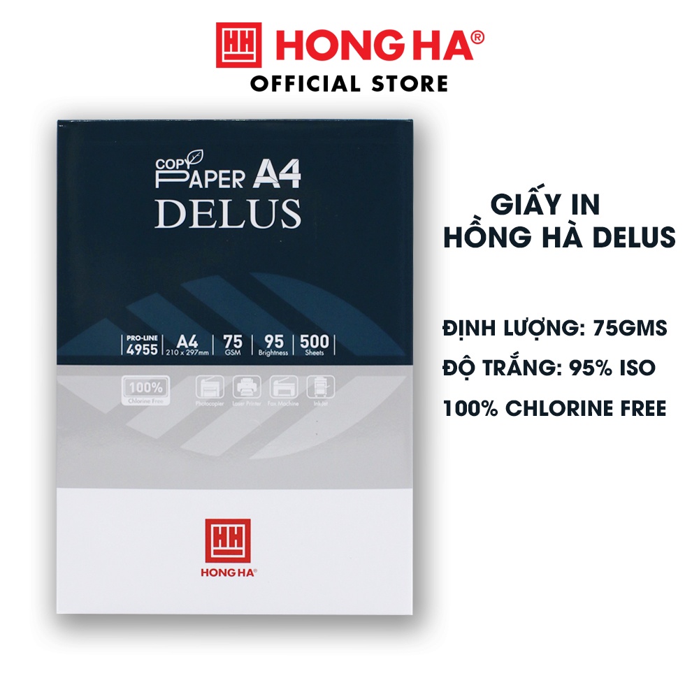 [Mã LIFEMALL995 giảm 10% đơn 99K] Giấy in A4 Hồng Hà Delus 75gms 4955 (dòng cao cấp)