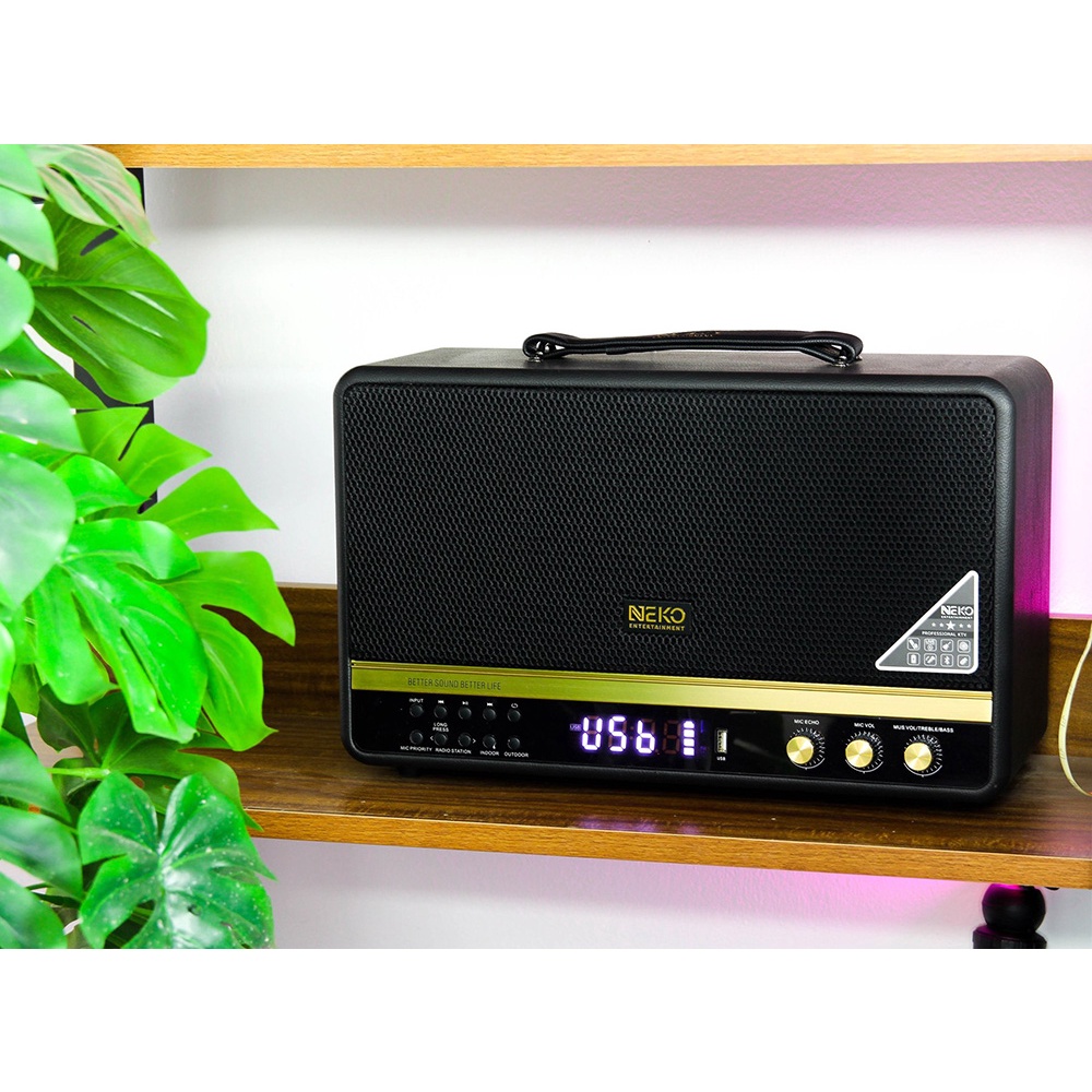 Loa Bluetooth Karaoke Neko NK06 - 2 Micro, Tặng Kèm Túi Đựng, Công Suất 100W, Bass 50W, Dung Lượng Pin 5000mAh