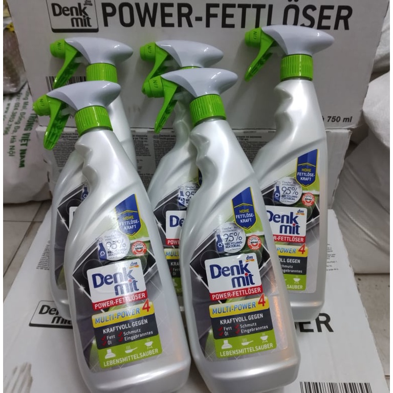 Denkmit- Chai xịt tẩy rửa dầu mỡ nhà bếp Power-Fettlöser Multi-Power 4 dung tích 750ml, hàng nhập khẩu từ Đức.