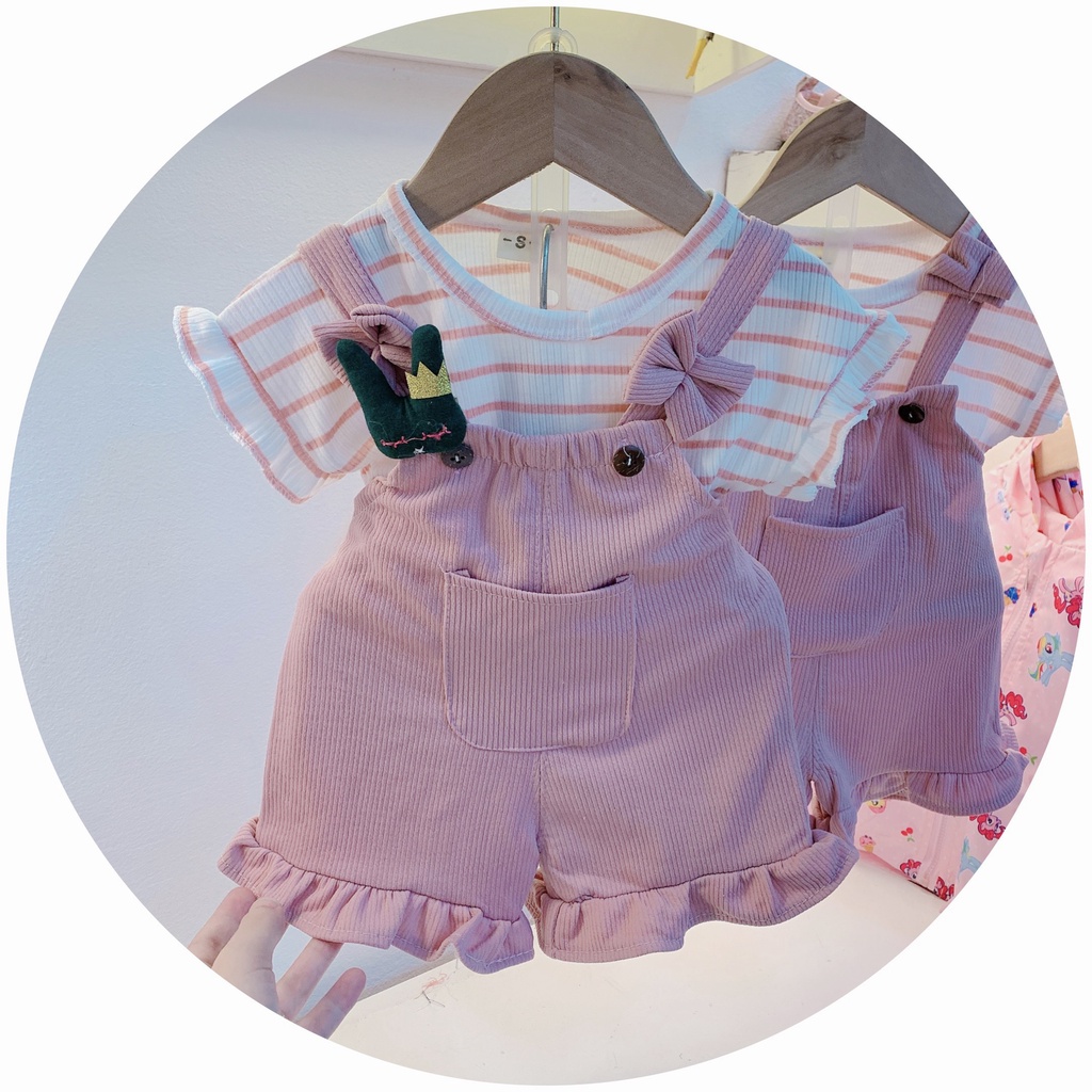 (8-13kg)QCCC Yếm thỏ kèm áo len tăm cho bé gái siêu cute(ảnh clip thật)