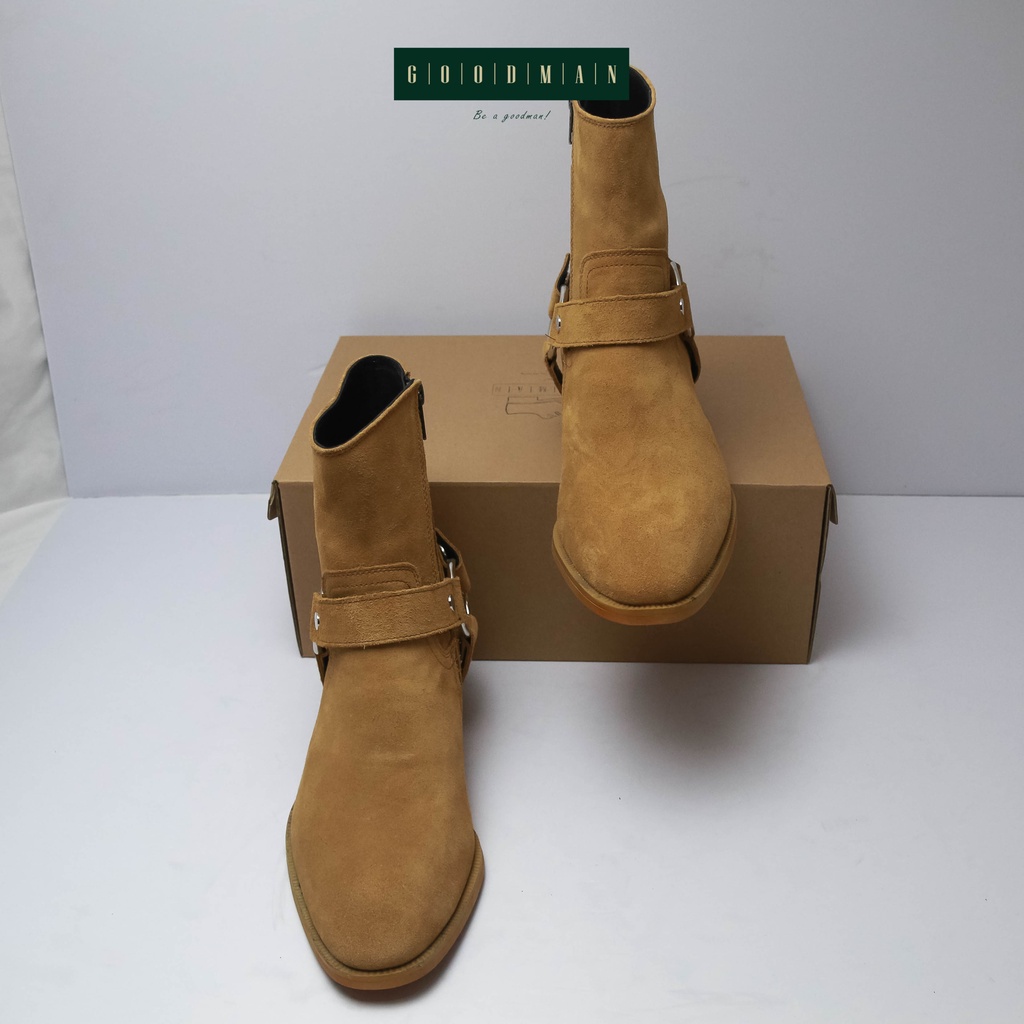 Giày da nam da lộn, cổ cao GOODMAN Harness Boots Tobaco GM HA-TO