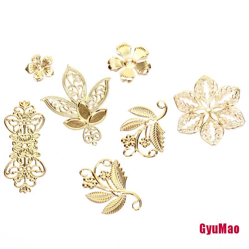 Bộ 50 Phụ Kiện Làm Trang Sức Hình Hoa Lá Bằng Kim Loại Kiểu Vintage Dễ Thương DIY
