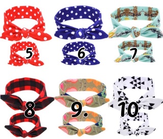 Set turban băng đô cặp đôi cho mẹ và bé a0091