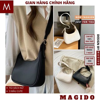TÚI XÁCH NỮ💚 TÚI ĐEO CHÉO DA TRƠN MỀM DÁNG THUYỀN 2 MẦU ĐEN TRắng cực xinh LOẠI MAGIDO