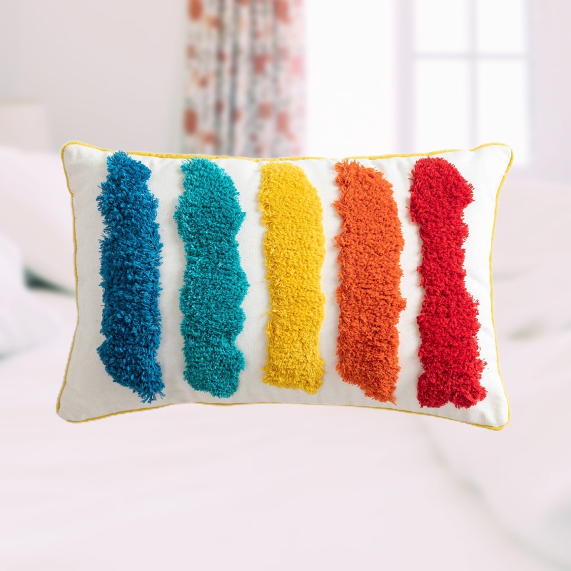 Vỏ Gối 30x50cm Họa Tiết Sọc Cầu Vồng Phong Cách Boho