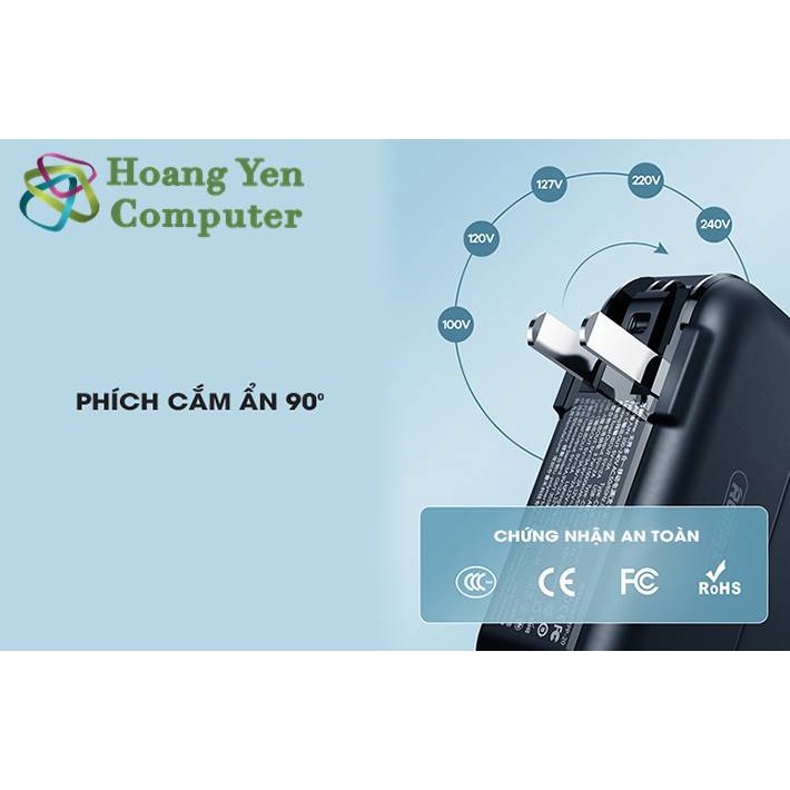Sạc Dự Phòng Remax RPP-145 10000Mah (Sạc Nhanh QC3.0, PD18W), Tích Hợp Cáp Sạc, Nguồn AC Sạc Trực Tiếp - BH 1 Năm
