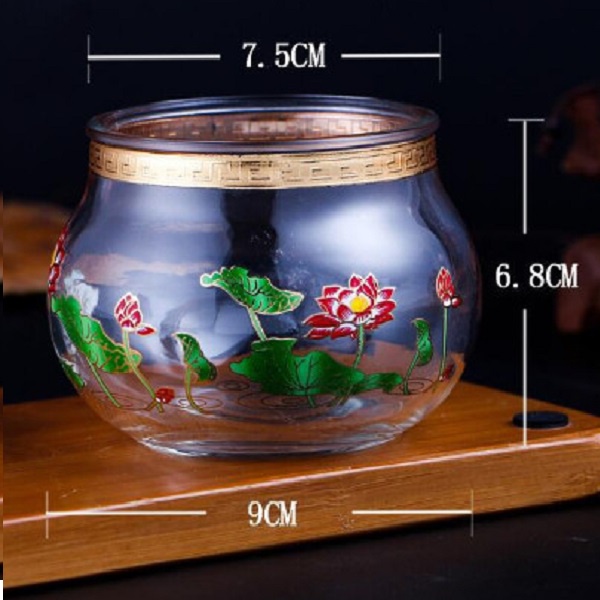 Bình thắp dầu Tròn Hoa sen