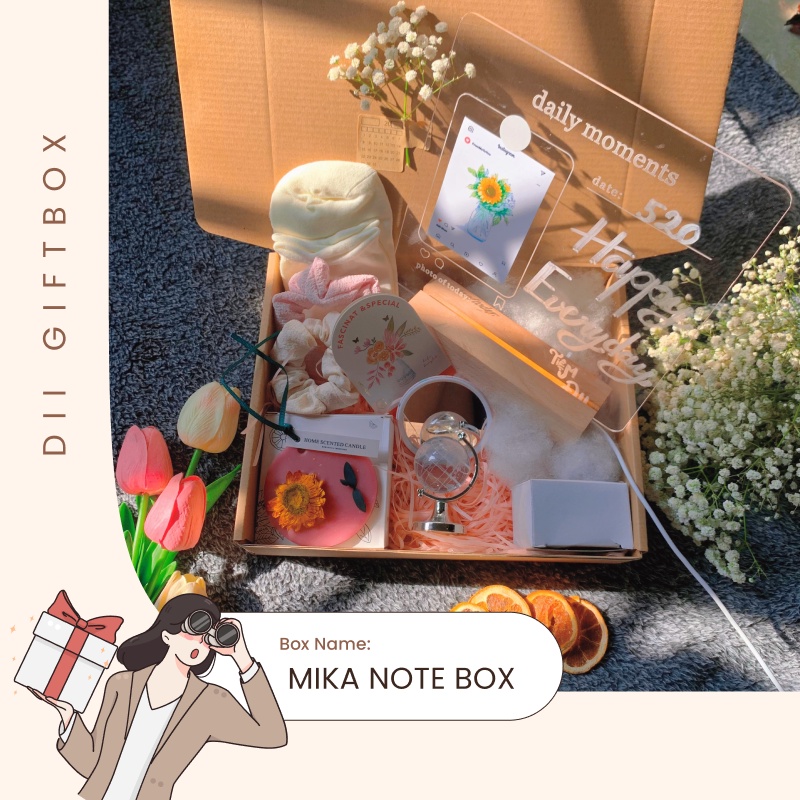 Quà Tặng Sinh Nhật Hộp Quà Tặng Ý Nghĩa Với Bảng MiKa Nhật Ký Kèm Chân Đèn Gỗ Tặng 03 Ảnh In Theo Yêu Cầu