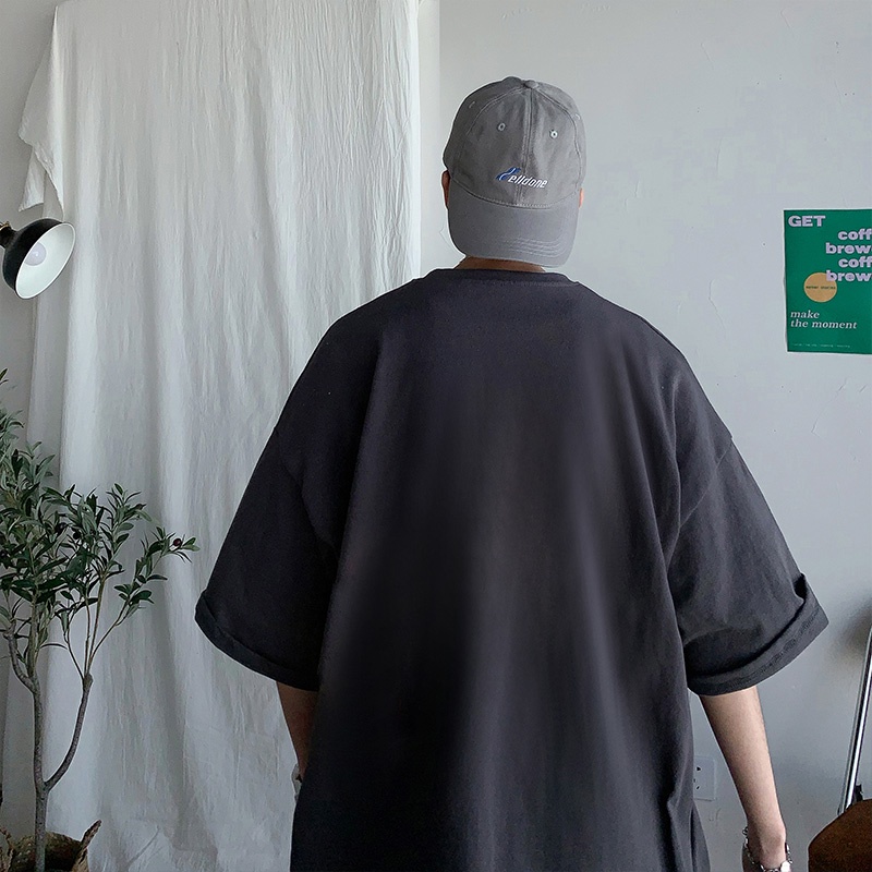 Áo Thun Tay Ngắn Cổ Tròn Dáng Rộng In Chữ Thời Trang Hàn Quốc Cho Nam Size M-5XL